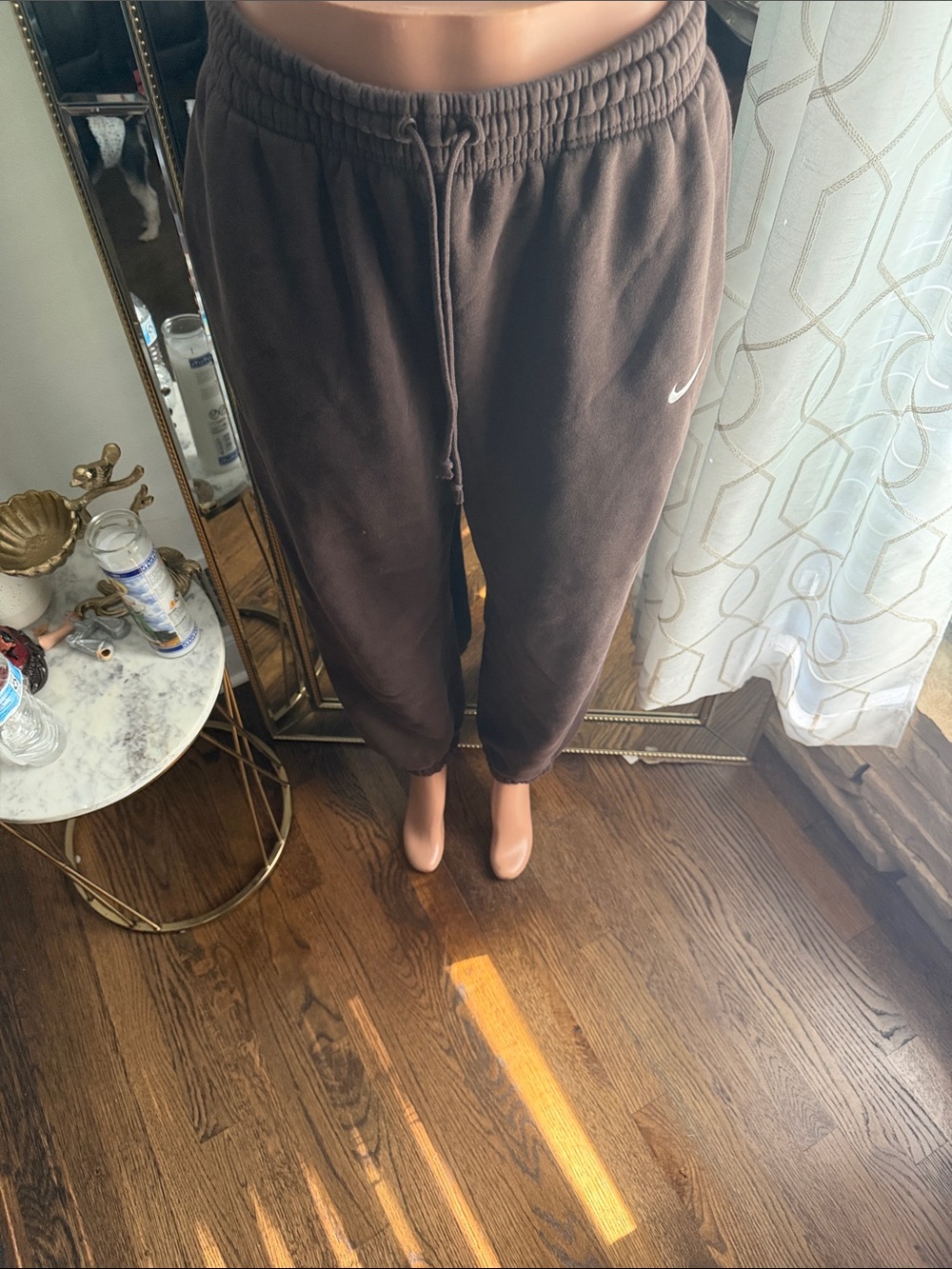 Nike Brown Youth Fleece Joggers with Swoosh